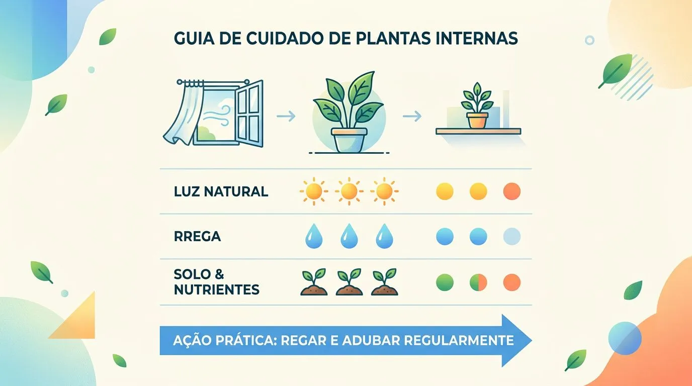 Infográfico com condições de luz e sinais para ajustar a distância da janela do antúrio