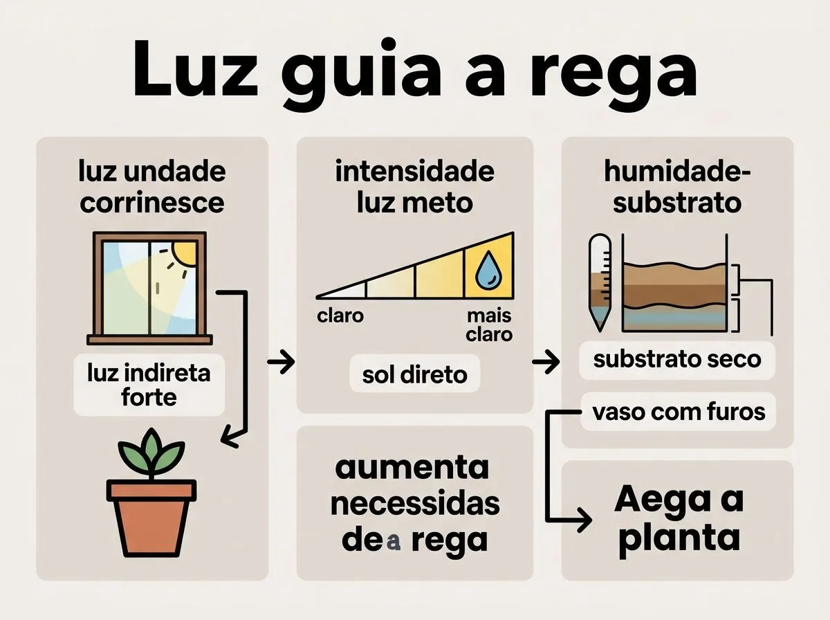 Infográfico sobre melhor lugar, luz indireta e como ajustar a rega da dracena marginata