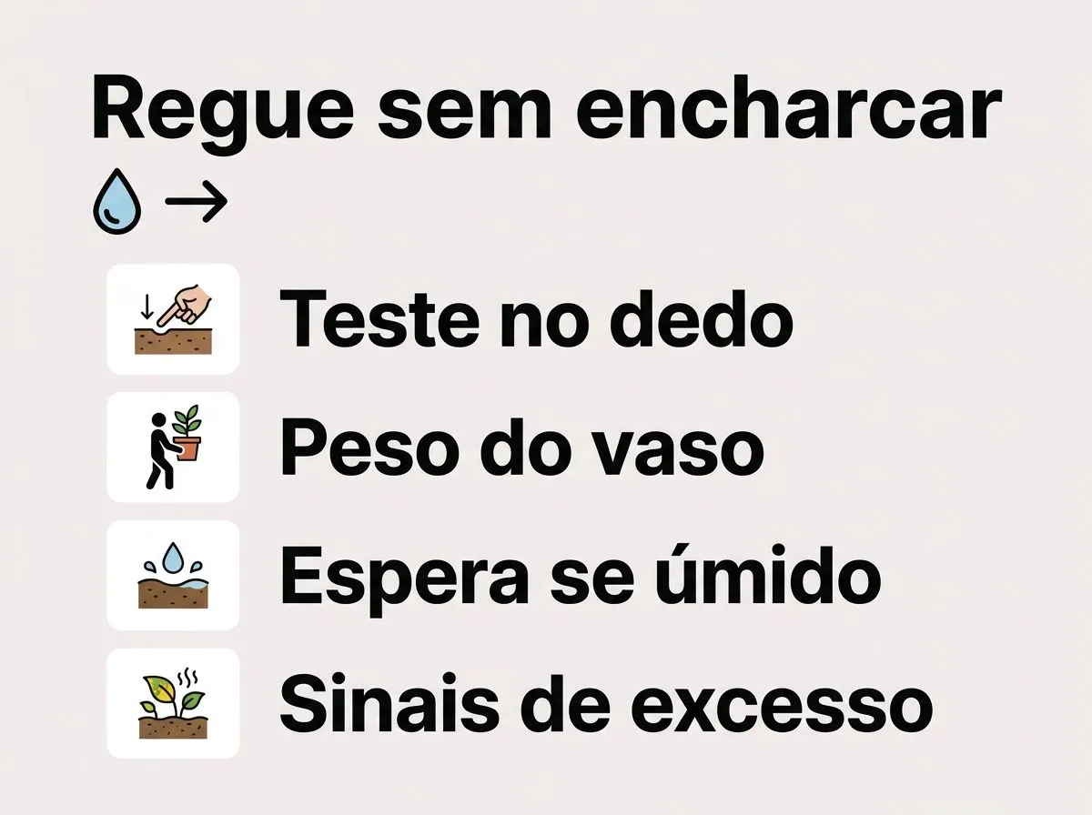 Checklist de rega do filodendro birkin com teste de dedo e peso do vaso.