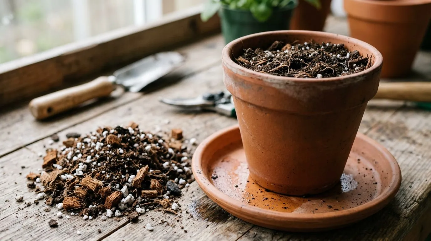 Vaso com drenagem e substrato arejado para prevenir apodrecimento da aspidistra