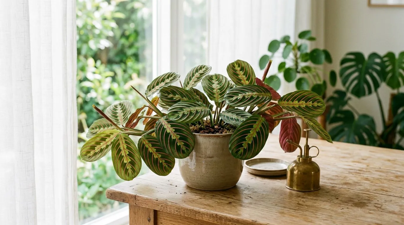 Como cuidar da maranta tricolor: luz, rega, umidade e sinais de alerta