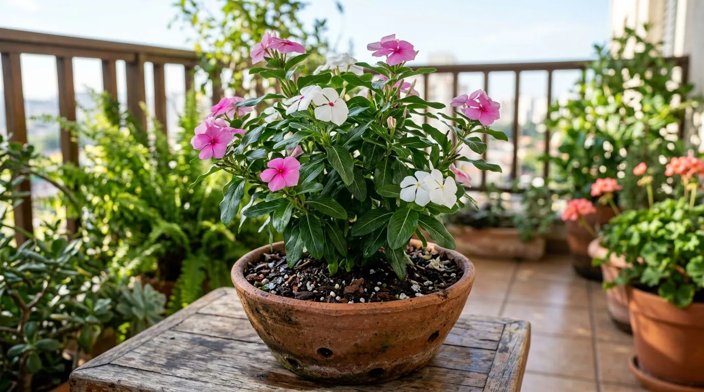 Como cuidar da vinca em vaso: luz, rega, substrato e poda para florescer mais