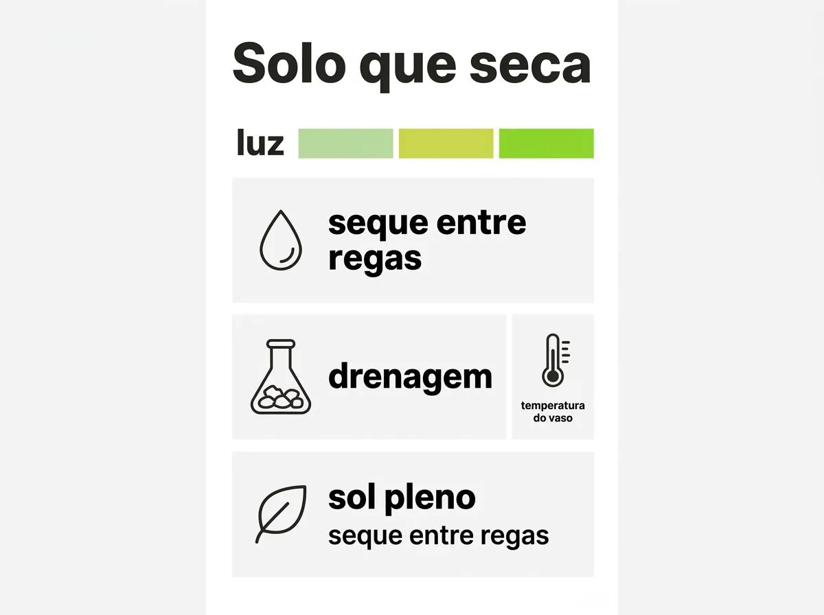Infográfico com regras de solo, drenagem, sol e rega para sálvia em vaso