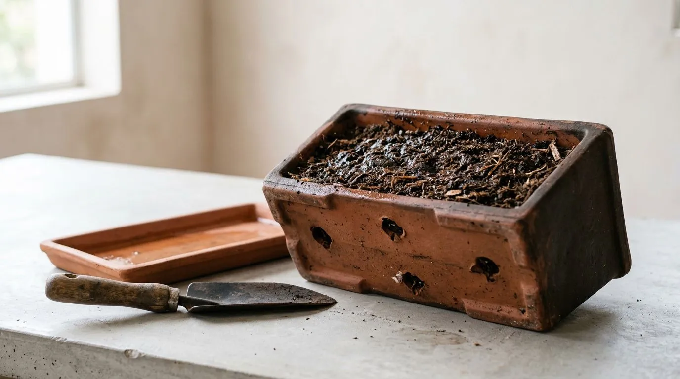 Vaso com furos de drenagem e substrato bem preparado para evitar encharcamento no cultivo do agrião.