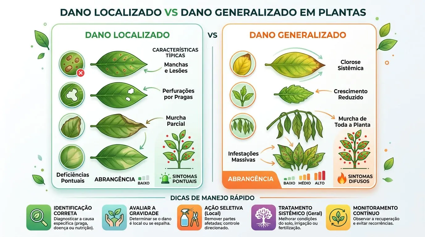 Comparativo visual para distinguir queimadura solar de falta de água observando o padrão do dano.